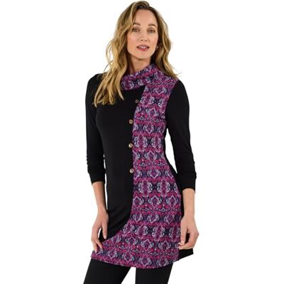 Joe Browns Women's Button Detail Floral Jacquard Cowl-Neck Tunic Top Shirt, Black, 12 Joe Browns Women's Button Detail Floral Jacquard Cowl-Neck Tunic Top Shirt, Black, 12