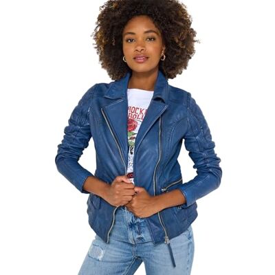 Joe Browns Female Quilted Biker Jacket, Regular, Blue, UK 14 Joe Browns Female Quilted Biker Jacket, Regular, Blue, UK 14