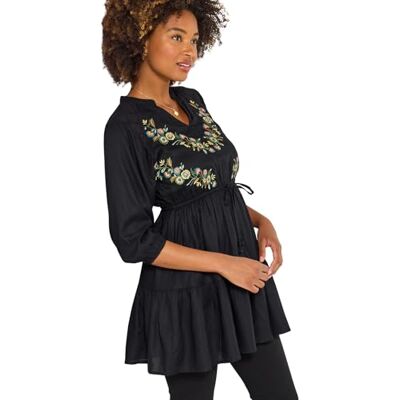 Joe Browns Women's Boho Embroidered Tunic Dress, Regular, Black, UK 18 Joe Browns Women's Boho Embroidered Tunic Dress, Regular, Black, UK 18