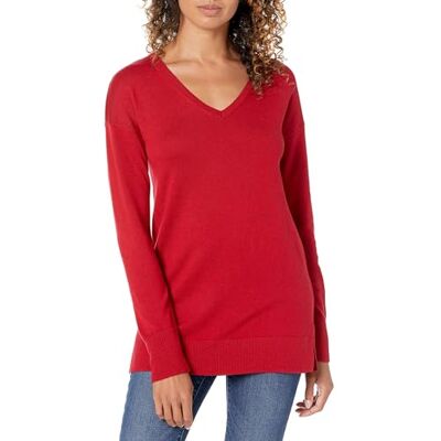 Amazon Essentials Women's Regular Fit Lightweight Long-Sleeved V-Neck Tunic Jumper (Available in Plus Size), Red, XS Amazon Essentials Women's Regular Fit Lightweight Long-Sleeved V-Neck Tunic Jumper (Available in Plus Size), Red, XS