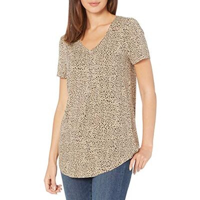 Amazon Essentials Women's Relaxed-Fit Short-Sleeved V-Neck Tunic (Available in Plus Size), Light Rose Leopard Print, XXL Amazon Essentials Women's Relaxed-Fit Short-Sleeved V-Neck Tunic (Available in Plus Size), Light Rose Leopard Print, XXL