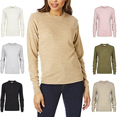 Light & Shade Womens Crew Neck Top Supersoft Knitted Jumper, Camel, M Light & Shade Womens Crew Neck Top Supersoft Knitted Jumper, Camel, M