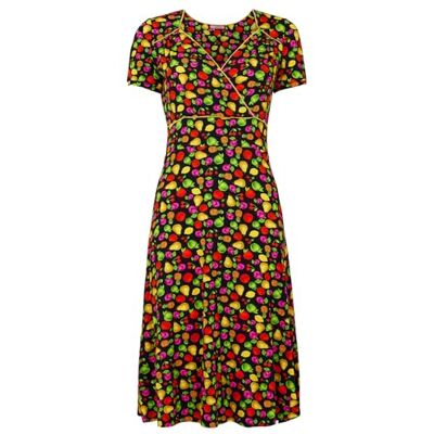 Joe Browns Women's Fruity Floral Knee-Length Jersey Dress, Black, 10 Joe Browns Women's Fruity Floral Knee-Length Jersey Dress, Black, 10