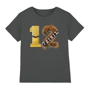 Star Wars C3PO Chewbacca 12 Unisex Kids T Shirt, Charcoal, 9-10 Years Star Wars C3PO Chewbacca 12 Unisex Kids T Shirt, Charcoal, 9-10 Years