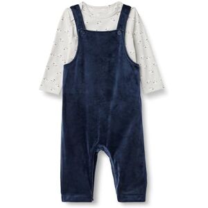 Amazon Essentials x Sofia Grainge Unisex Babies' Velour Overall and Long-Sleeve Bodysuit Set, Pack of 2, Navy/Sheep, 0-3 Months Amazon Essentials x Sofia Grainge Unisex Babies' Velour Overall and Long-Sleeve Bodysuit Set, Pack of 2, Navy/Sheep, 0-3 Months