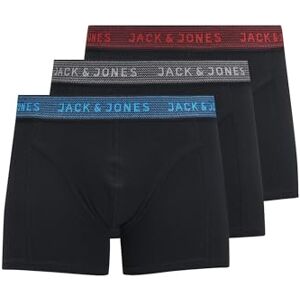 JACK & JONES Boys Jacwaistband Trunks Noos Jr Pack Of 3 Boxer Shorts, Black Blue Red Grey, 176 UK JACK & JONES Boys Jacwaistband Trunks Noos Jr Pack Of 3 Boxer Shorts, Black Blue Red Grey, 176 UK