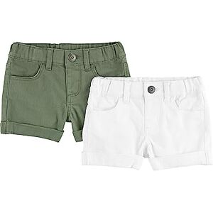 Simple Joys by Carter's Girls' Denim Shorts, Pack of 2, Olive/White, 5 Simple Joys by Carter's Girls' Denim Shorts, Pack of 2, Olive/White, 5