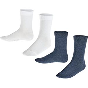 FALKE Unisex Kids Happy Double Pack K So Cotton Plain 2 Pairs Socks, Multicolor Blue White 0040, 3-5 FALKE Unisex Kids Happy Double Pack K So Cotton Plain 2 Pairs Socks, Multicolor Blue White 0040, 3-5