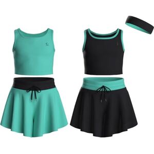Essenclo Flowy Girls Butterfly Shorts Skirts w/Pockets & Athletic Sleeveless Tank Tops, Dance Tennis Cheer Running (5pc Set) E2106 Set-2-5-6 Essenclo Flowy Girls Butterfly Shorts Skirts w/Pockets & Athletic Sleeveless Tank Tops, Dance Tennis Cheer Running (5pc Set) E2106 Set-2-5-6
