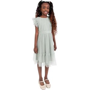 Anaya with Love Girl's Maya Deluxe Flower Dress Bridesmaid Children's Round Neck Short Flutter Sleeve Bow Tulle Ruffle Princess Kids, Frosty Green, 7-8 Years Anaya with Love Girl's Maya Deluxe Flower Dress Bridesmaid Children's Round Neck Short Flutter Sleeve Bow Tulle Ruffle Princess Kids, Frosty Green, 7-8 Years
