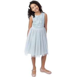 Maya Deluxe Girl's Midi Dress Sequins Embellished Party Tutu Bridesmaids Wedding with Belt Bow, Ice Blue, 9 Years Maya Deluxe Girl's Midi Dress Sequins Embellished Party Tutu Bridesmaids Wedding with Belt Bow, Ice Blue, 9 Years