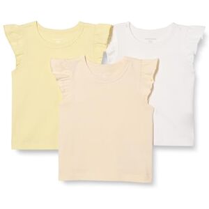 Amazon Essentials Girls' Sleeveless Ruffle T-Shirt, Pack of 3, Beige/Pale Yellow/White, 9 Years Amazon Essentials Girls' Sleeveless Ruffle T-Shirt, Pack of 3, Beige/Pale Yellow/White, 9 Years