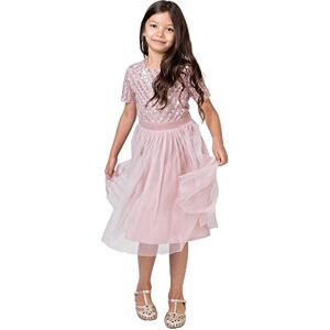 Maya Deluxe Girl's Midi Dress for Wedding with Sequin Embellishment Short Sleeve Prom Birthday Party Bridesmaid, Frosted Pink, 3-4 Years Maya Deluxe Girl's Midi Dress for Wedding with Sequin Embellishment Short Sleeve Prom Birthday Party Bridesmaid, Frosted Pink, 3-4 Years