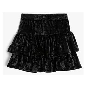 Koton Girls's Velvet Skirt Ruffled Layered Elastic Waist, Black(999), 5-6 Years Koton Girls's Velvet Skirt Ruffled Layered Elastic Waist, Black(999), 5-6 Years