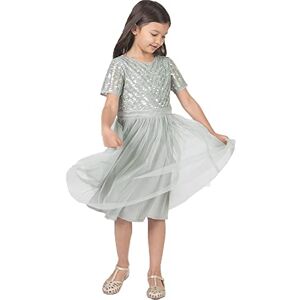 Maya Deluxe Midi Girls Dress for Wedding with Sequin Embellishment Short Sleeve Prom Birthday Bridesmaid Green Lily Size 3-4 Years Maya Deluxe Midi Girls Dress for Wedding with Sequin Embellishment Short Sleeve Prom Birthday Bridesmaid Green Lily Size 3-4 Years