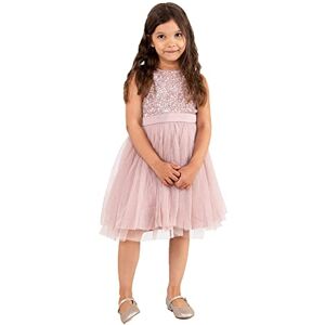 Maya Deluxe Midi Dress for Girls Sequins Embellished Party Tutu Bridesmaids Wedding with Belt Bow Frosted Pink Size 3-4 Years Maya Deluxe Midi Dress for Girls Sequins Embellished Party Tutu Bridesmaids Wedding with Belt Bow Frosted Pink Size 3-4 Years
