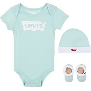 Levi's Kids Lhn Bodysuit Hat Bootie Set Unisex 6-12 Pastel Turquoise Levi's Kids Lhn Bodysuit Hat Bootie Set Unisex 6-12 Pastel Turquoise