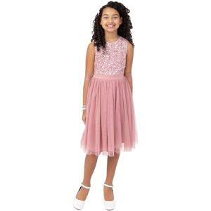 Maya Deluxe Girl's Midi Dress Sequins Embellished Party Tutu Bridesmaids Wedding with Belt Bow, Vintage Rose, 3 Years Maya Deluxe Girl's Midi Dress Sequins Embellished Party Tutu Bridesmaids Wedding with Belt Bow, Vintage Rose, 3 Years