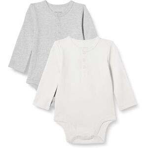 Amazon Essentials Unisex Babies' Long-Sleeved Henley Bodysuits, Pack of 2, Ivory/Light Grey Heather, 6-9 Months Amazon Essentials Unisex Babies' Long-Sleeved Henley Bodysuits, Pack of 2, Ivory/Light Grey Heather, 6-9 Months