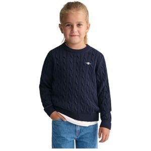 GANT Unisex Kinder Cotton Cable Shield Crew Pullover Sweater, Evening Blue, 122-128 GANT Unisex Kinder Cotton Cable Shield Crew Pullover Sweater, Evening Blue, 122-128