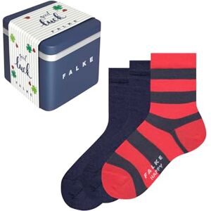 FALKE Unisex Kids Happy Triple Pack Giftbox K So Cotton Patterned 3 Pairs Socks, Multicolor Red Blue Mix 0030, 12-2.5 FALKE Unisex Kids Happy Triple Pack Giftbox K So Cotton Patterned 3 Pairs Socks, Multicolor Red Blue Mix 0030, 12-2.5
