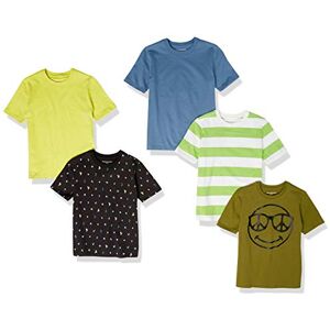 Amazon Essentials Boys' Short-Sleeve T-Shirts, Pack of 5, Black Cactus/Blue/Green Stripes/Neon/Olive, 10 Years Amazon Essentials Boys' Short-Sleeve T-Shirts, Pack of 5, Black Cactus/Blue/Green Stripes/Neon/Olive, 10 Years