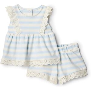 Amazon Essentials x Sofia Grainge Baby Girls' Cotton Eyelet Top & Shorts Play Set, Pale Blue Bold Stripe, 6-9 Months Amazon Essentials x Sofia Grainge Baby Girls' Cotton Eyelet Top & Shorts Play Set, Pale Blue Bold Stripe, 6-9 Months