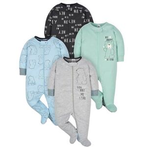 Gerber 4 pack Baby Boys' BEAR Zip Front Sleep ‘n Plays with Mitten Cuffs Gerber 4 pack Baby Boys' BEAR Zip Front Sleep ‘n Plays with Mitten Cuffs