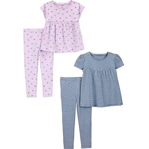 Simple Joys by Carter's Toddler Girls' 4-Piece Short-Sleeved Shirts and Trousers Playwear Set, Pack of 2, Blue Stripes/Lilac Fruit, 2 Years Simple Joys by Carter's Toddler Girls' 4-Piece Short-Sleeved Shirts and Trousers Playwear Set, Pack of 2, Blue Stripes/Lilac Fruit, 2 Years