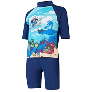 Speedo Boys Learn to Swim Sun Protection Top & Shorts Junior Boys Holiday Wear UVU Protection, Harmonyblu/Bondi/Becahblu/Wht, 9-12M Speedo Boys Learn to Swim Sun Protection Top & Shorts Junior Boys Holiday Wear UVU Protection, Harmonyblu/Bondi/Becahblu/Wht, 9-12M