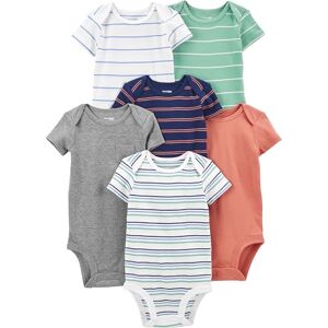 Simple Joys by Carter's Baby Boys' Short Sleeve Bodysuit Shirt, Multicolour/Stripes, 0 Months (Pack of 6) Simple Joys by Carter's Baby Boys' Short Sleeve Bodysuit Shirt, Multicolour/Stripes, 0 Months (Pack of 6)