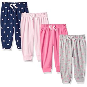 Amazon Essentials Baby Girls' Cotton Pull-On Trousers, Pack of 4, Grey Hearts/Light Pink/Navy/Pink, 3-6 Months Amazon Essentials Baby Girls' Cotton Pull-On Trousers, Pack of 4, Grey Hearts/Light Pink/Navy/Pink, 3-6 Months