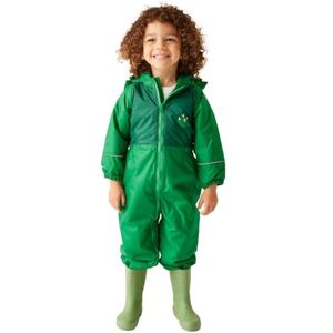 Regatta Kids Mudplay III Waterproof Puddle Suit Hooded Reflective Breathable Rainsuit Green Regatta Kids Mudplay III Waterproof Puddle Suit Hooded Reflective Breathable Rainsuit Green