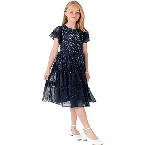 Maya Deluxe Girl's Dress Sequin Ruffles Frilly Sparkling Party Short Sleeve Midi Wedding Guest Tutu Frilly Kids Childrens Prom, Navy, 3-4 Years Maya Deluxe Girl's Dress Sequin Ruffles Frilly Sparkling Party Short Sleeve Midi Wedding Guest Tutu Frilly Kids Childrens Prom, Navy, 3-4 Years