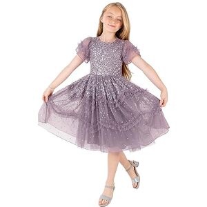 Maya Deluxe Girl's Dress Sequin Ruffles Frilly Sparkling Party Short Sleeve Midi Wedding Guest Tutu Frilly Kids Childrens Prom, Moody Lilac, 3-4 Years Maya Deluxe Girl's Dress Sequin Ruffles Frilly Sparkling Party Short Sleeve Midi Wedding Guest Tutu Frilly Kids Childrens Prom, Moody Lilac, 3-4 Years