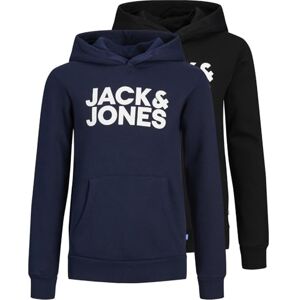 JACK & JONES JUNIOR Boy's Jjecorp Logo Sweat Hood 2pk Mp Jnr Sweatshirt, black/pack:w navy large, 8 Years JACK & JONES JUNIOR Boy's Jjecorp Logo Sweat Hood 2pk Mp Jnr Sweatshirt, black/pack:w navy large, 8 Years