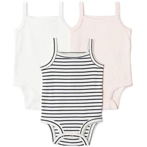 Amazon Essentials Baby Girls' Sleeveless Bodysuits, Baby Vests, Pack of 3, Pale Pink/White/French Stripe, 0 Months Amazon Essentials Baby Girls' Sleeveless Bodysuits, Baby Vests, Pack of 3, Pale Pink/White/French Stripe, 0 Months