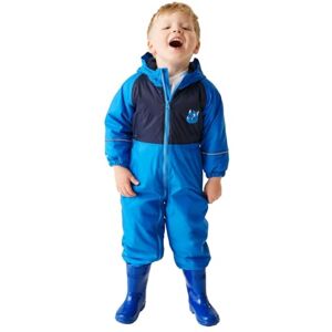 Regatta Kids Mudplay III Waterproof Puddle Suit Hooded Reflective Breathable Rainsuit Blue Regatta Kids Mudplay III Waterproof Puddle Suit Hooded Reflective Breathable Rainsuit Blue