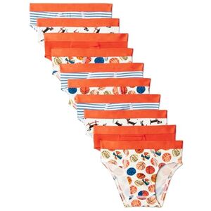 Amazon Essentials Boys' Cotton Jersey Brief Underwear, Pack of 10, Balls/ Dogs/ Stripes, 9-10 Years Amazon Essentials Boys' Cotton Jersey Brief Underwear, Pack of 10, Balls/ Dogs/ Stripes, 9-10 Years