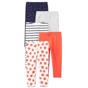 Amazon Essentials Girls' Leggings, Red Orange/Heather Grey/Apples, 3T Amazon Essentials Girls' Leggings, Red Orange/Heather Grey/Apples, 3T