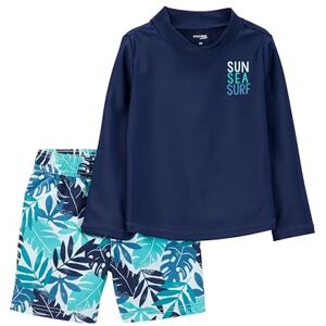 Simple Joys by Carter's Toddler Boys' Swimsuit Trunk and Rashguard Set, Navy White Tropical, 5 Years Simple Joys by Carter's Toddler Boys' Swimsuit Trunk and Rashguard Set, Navy White Tropical, 5 Years