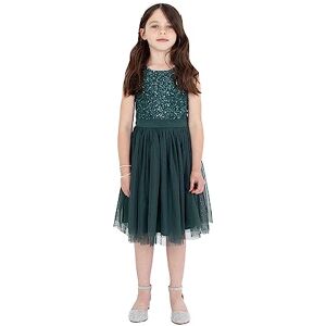 Maya Deluxe Girl's Midi for Girls Sequins Embellished Party Tutu Bridesmaids Wedding With Belt Bow Dress, Emerald Green, 3-4 Years UK Maya Deluxe Girl's Midi for Girls Sequins Embellished Party Tutu Bridesmaids Wedding With Belt Bow Dress, Emerald Green, 3-4 Years UK