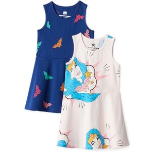 Amazon Essentials Girls' Knit Sleeveless Tank Play Dresses, Pack of 2, Wonder Woman, 6-7 Years Amazon Essentials Girls' Knit Sleeveless Tank Play Dresses, Pack of 2, Wonder Woman, 6-7 Years
