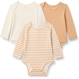 Amazon Essentials x Sofia Grainge Unisex Babies' Long Sleeve Crew Neck Bodysuit, Pack of 3, Ivory/Light Camel/Stripes, 3-6 Months Amazon Essentials x Sofia Grainge Unisex Babies' Long Sleeve Crew Neck Bodysuit, Pack of 3, Ivory/Light Camel/Stripes, 3-6 Months