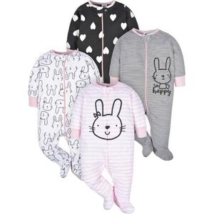 Gerber 4 pack Baby Girls' Bunny Sleep N' Play with Mitten Cuffs Gerber 4 pack Baby Girls' Bunny Sleep N' Play with Mitten Cuffs
