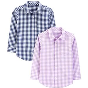 Simple Joys by Carter's Toddler Boys' Long-sleeve Woven Shirt, Pack of 2, Blue Gingham/Purple Gingham Plaid, 5 Years Simple Joys by Carter's Toddler Boys' Long-sleeve Woven Shirt, Pack of 2, Blue Gingham/Purple Gingham Plaid, 5 Years