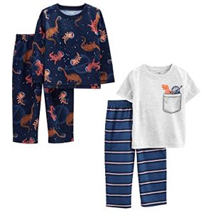 Simple Joys by Carter's Boys' Loose-Fit Fleece Pyjama Set, Pack of 2, Blue/Grey/Dinosaur, 5-6 Years Simple Joys by Carter's Boys' Loose-Fit Fleece Pyjama Set, Pack of 2, Blue/Grey/Dinosaur, 5-6 Years