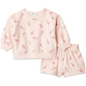 Amazon Essentials x Sofia Grainge Unisex Babies' Sweatshirt and Shorts French Terry Play Set, Light Pink Ice Cream, 3-6 Months Amazon Essentials x Sofia Grainge Unisex Babies' Sweatshirt and Shorts French Terry Play Set, Light Pink Ice Cream, 3-6 Months