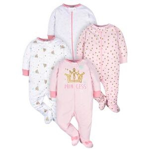 Gerber 4 pack Baby Girls' CASTLE Zip Front Sleep ‘n Plays with Mitten Cuffs Gerber 4 pack Baby Girls' CASTLE Zip Front Sleep ‘n Plays with Mitten Cuffs