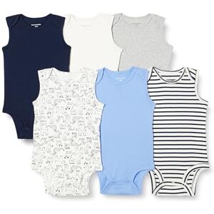 Amazon Essentials Unisex Babies' Sleeveless Bodysuits, Baby Vests, Pack of 6, Blue/Dogs, 18 Months Amazon Essentials Unisex Babies' Sleeveless Bodysuits, Baby Vests, Pack of 6, Blue/Dogs, 18 Months